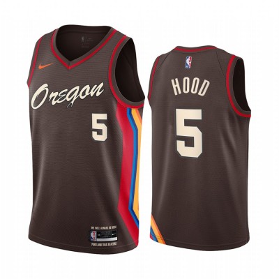 Nike Portland Trail Blazers #5 Rodney Hood Chocolate NBA Swingman 2020-21 City Edition Jersey Men's